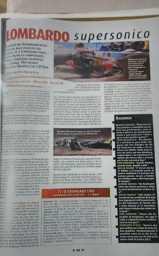 Articolo: Lombardo supersonico, Supermarecross