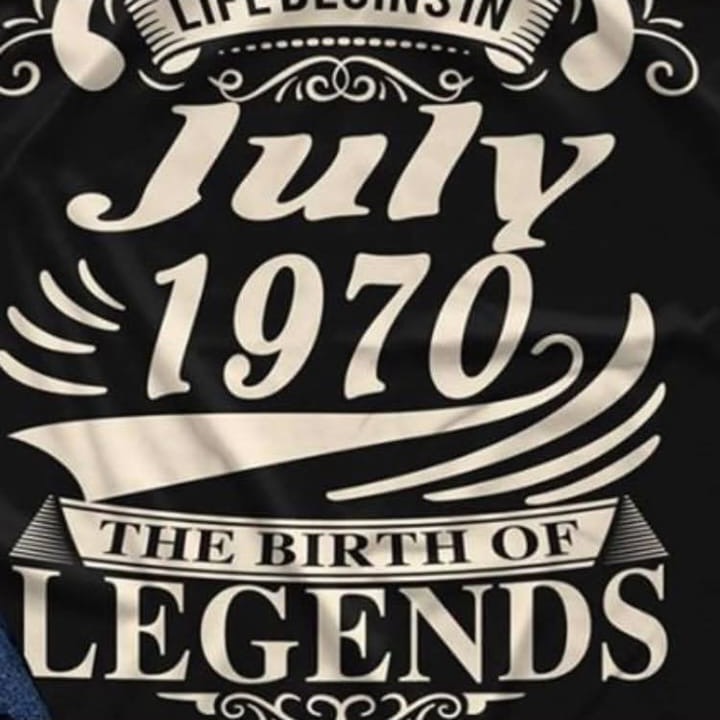 Maglia con scritta July 1970 · The birth of legends